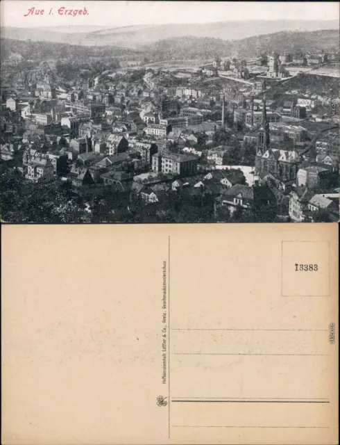 Ansichtskarte Aue (Erzgebirge) Blick auf Stadt und Fabrikanlagen 1922