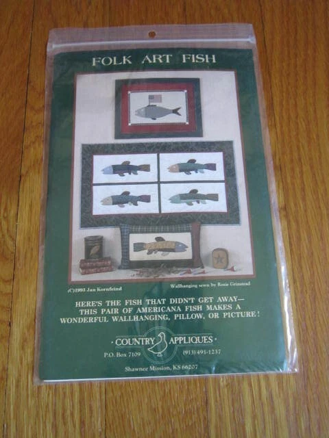 Aplique colgante de pared de peces bandera americana Jan Kornfeind década de 1990 patrones pesca