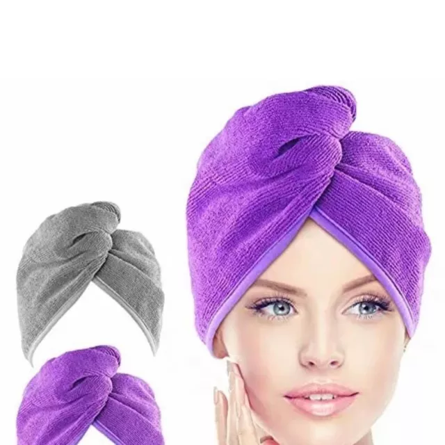 Toallas para baño Set de 3 para secar el pelo Seca el Cabello Suave Microfibra