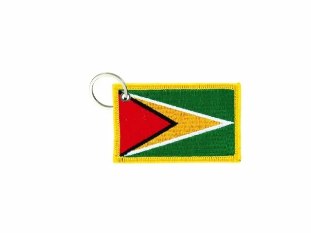 Keychain keyring embroidered embroidery patch double sided flag guyana