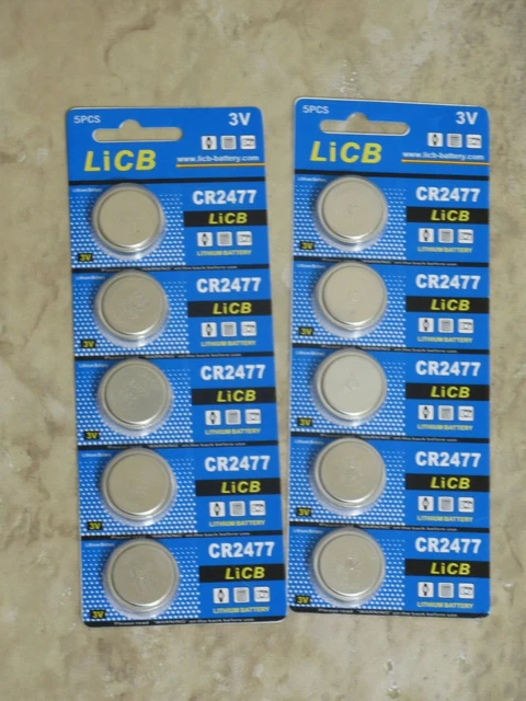 10-Pack LiCB CR2477 3V Lithium Batteries BRAND NEW Watch Calculator Camera ++