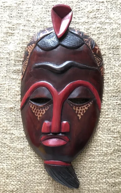 African tribal carved wooden mask stunning colours and patterns great design