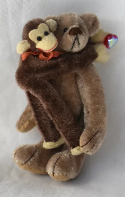 Dollhouse Miniature Teddy Bear 3" Little Gem Deb Canham Banana Monkey & Chip