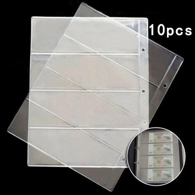 4 poches Billet de banque pages PVC Transparent Collection Livre Timbres