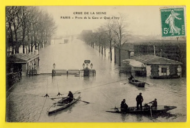 cpa FRANCE PARIS 1910 FLOODING CRU FLOODING Porte de la GARE and QUAI d'IVRY
