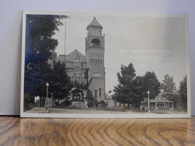 Iron Country Court House Crystal Falls, Michigan Real Photo Post Card