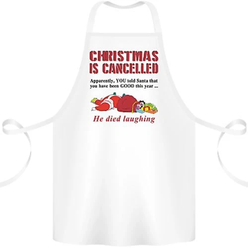 Christmas Is Cancelled Funny Santa Clause Cotton Apron 100% Organic