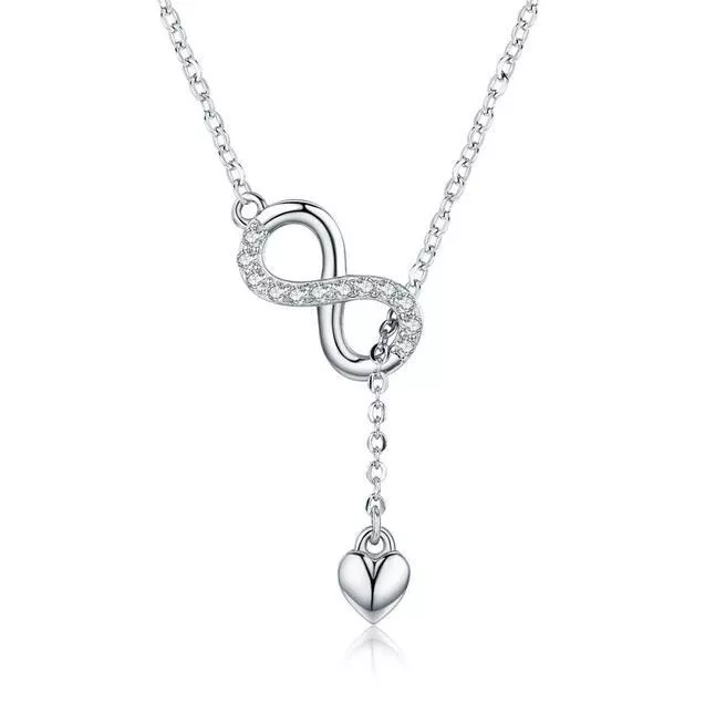 Collar Amor Infinito Colgante Plata Esterlina 925 Corazón Plata Circonita Cúbica