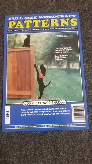 Patrones de madera de colección para perros y gatos tamaño completo SH8 Winfield 1995 sin cortar