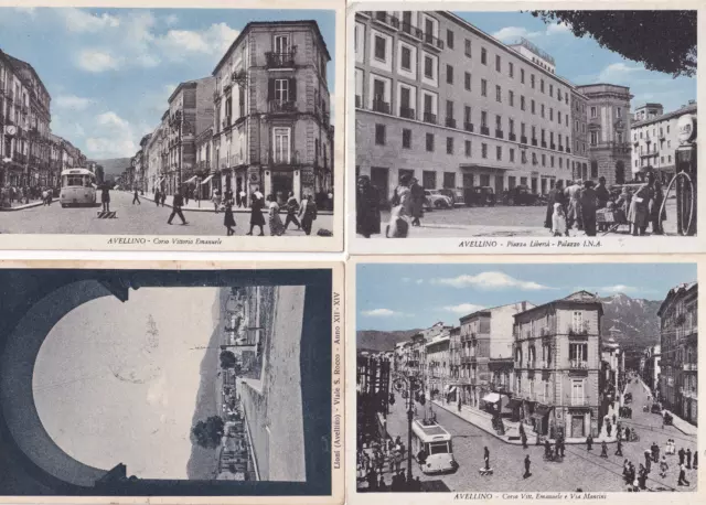 C16871-Avellino + Lioni, 4 Cartoline: Viale S. Rocco, Via Mancini, Corso Vitt. E