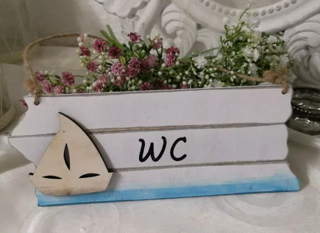 WC Schild Badezimmer Türhänger Schiff Holz Maritim Shabby Chic Landhaus 20cm