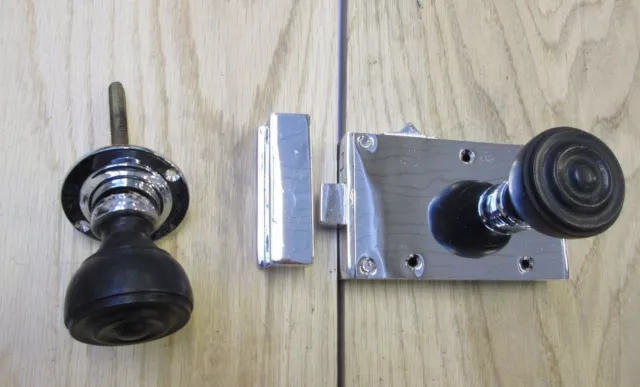 Solid Brass Vintage Victorian Old Style Bathroom Bedroom Rim Door Latch Set