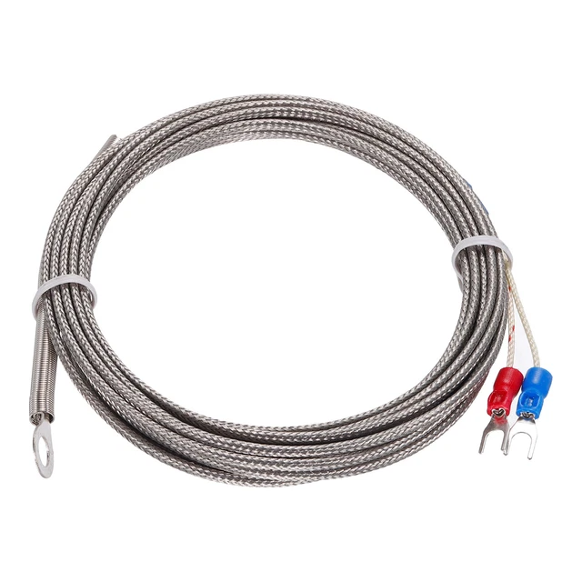 K TYPE THERMOCOUPLE Temperature Sensor PT100 6mm Ring 13ft Wire 0 to ...