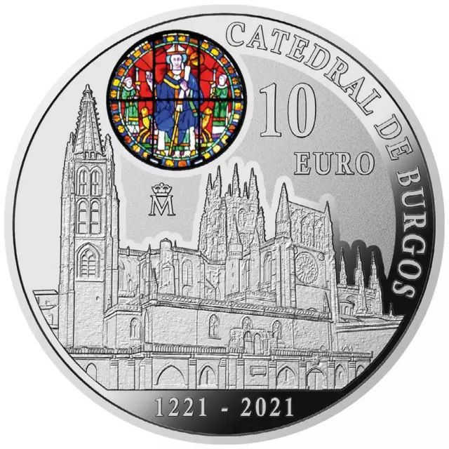 Silbermünze Kathedrale von Burgos 800 Jahre 2021 - im Etui - 27 gr PP