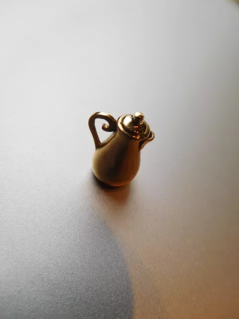 Victorian French Art Nouveau 18K Gold Miniature Coffee Pot Pendant Charm !