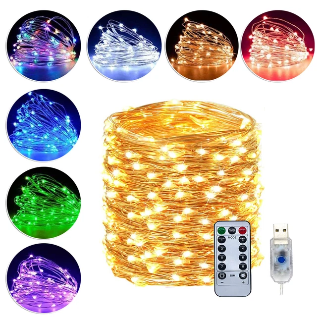 USB Twinkle LED String Fairy Lights 200/300LED Copper Wire Party Decor W/ Remote