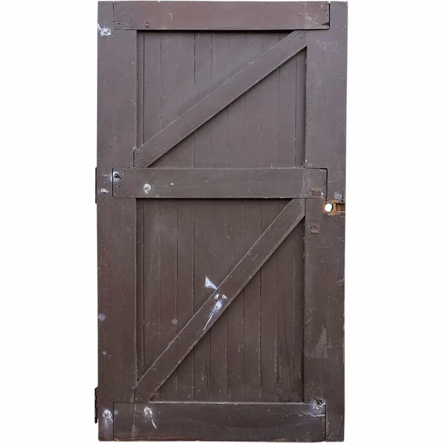 Antique Vintage American Tudor Style Painted Solid Pine Barn Door c. 1920