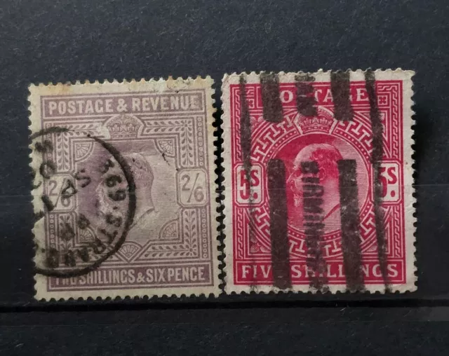 Gb King Edward Vii Sg 260 2S6D + Sg 264 5S Deep Carmine Used