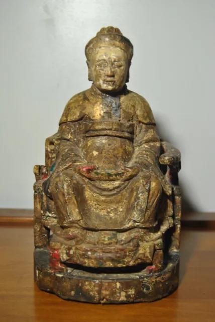 Scultura Statua Cinese Antica Reliquiario Cina 18/19 Secolo Dignitario