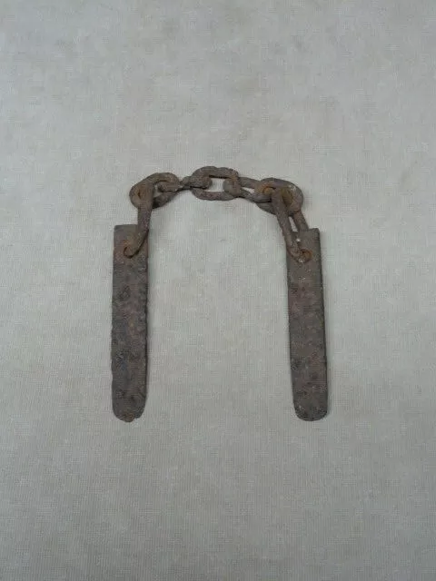 Maine Log Dog Dogs Early Pair Hand Forged w/ Connecting Chain Blacksmith Made