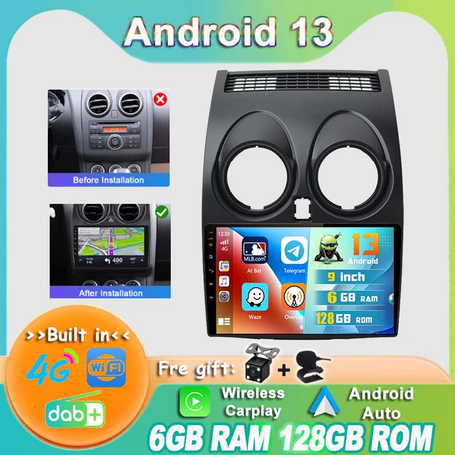 Autoradio Android 15 Pour Nissan Qashqai J10 (2006-2016) - Écran 9" Tactile, CarPlay/Android Auto Sans Fil, 4Go+128Go
