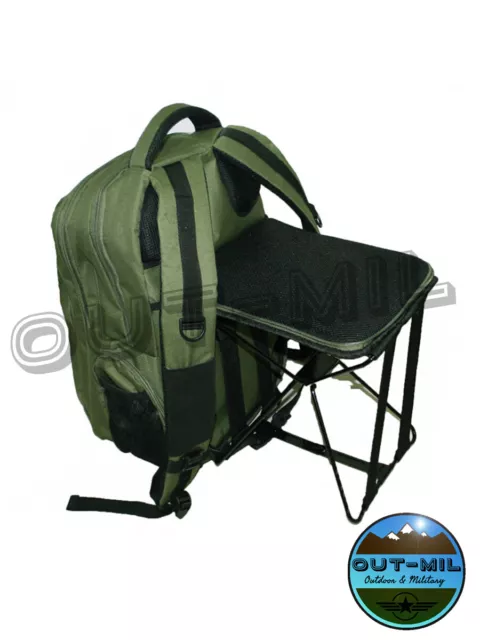 Zaino con sedia 30 litri verde militare - caccia, pesca, trekking, escursione -