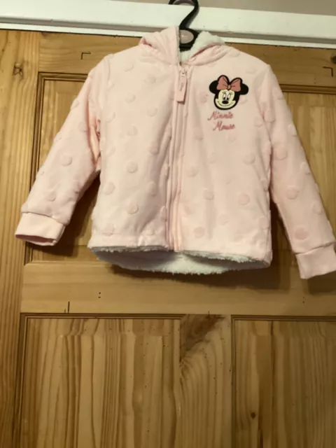 BNWT GIRLS DISNEY MINNIE MOUSE PINK JACKET HOODIE AGE 2-3 George