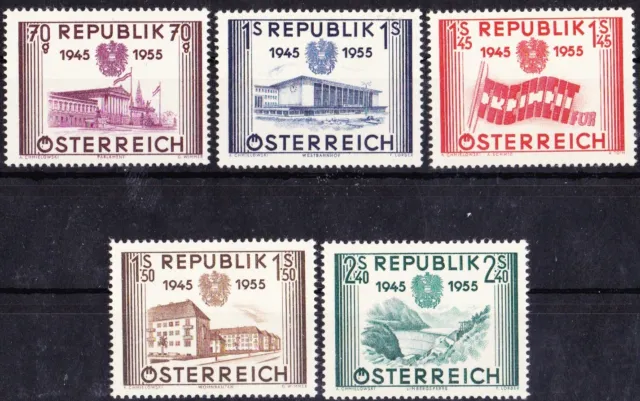 Österreich 1955 ANK1021-1025, Mi 1012-1016 Unabhängigkeit ** postfrisch