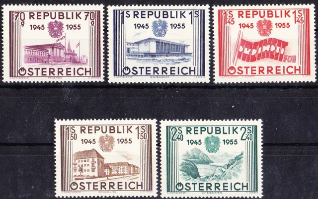 Österreich 1955 ANK1021-1025, Mi 1012-1016 Unabhängigkeit ** postfrisch