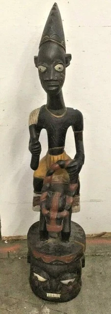Rare African Yoruba Wood Ibibio King Helmet Mask