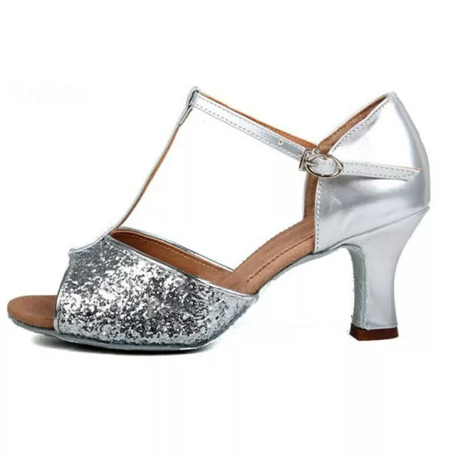 Femme Latin Chaussures Bal Tango Danse Soirée Low-Heeled Sequins