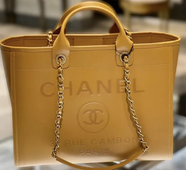 CHANEL 21S CARAMEL Leather Deauville Large Shopping 2 Way Tote Bag  $7,999.00 - PicClick