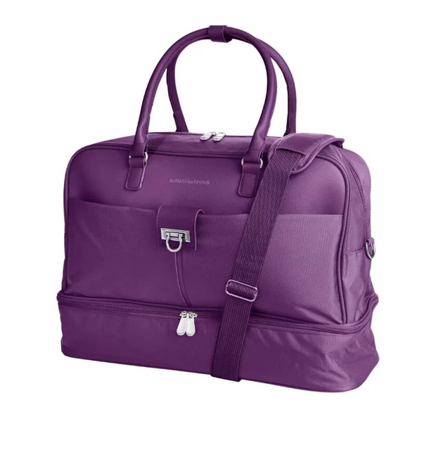 Samantha Brown Luggage Drop Bottom Weekender - Purple NEW w Tags