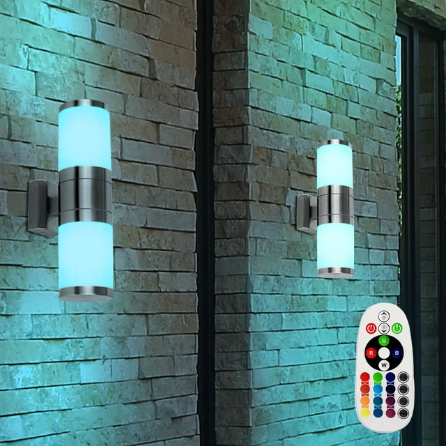 2ER SET LED Mur Luminaire RGB Changement de Couleur Haut Bas Extérieur ...
