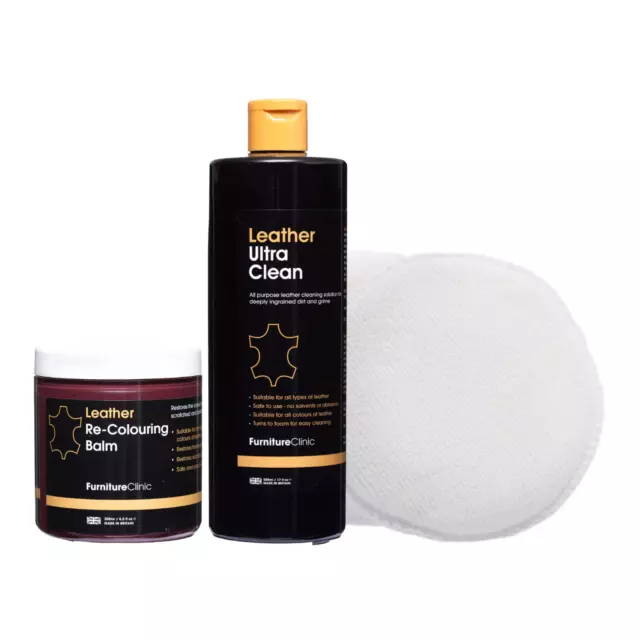 Leather Restoration Kit - Cleaner & Recolouring Balm for Sofa Car Seat Furniture