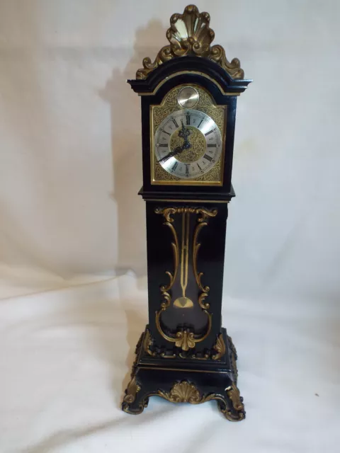 Vintage 13" miniature grandfather clock with 8 day wind movement.