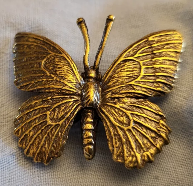 Butter fly Brass Vintage Ornament Antique Moth Old Garden Insect Gold Lustre UK