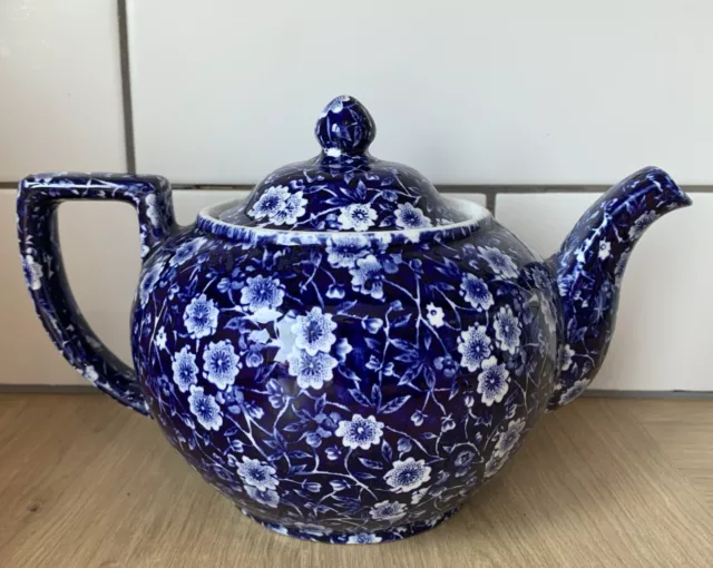 Burleigh Stoneware Blue Calico 2 Pint Teapot