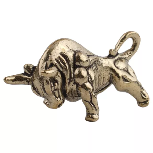 Brass Bull Ornament Figurine Miniature Statue Animal Display Home Desk Decor