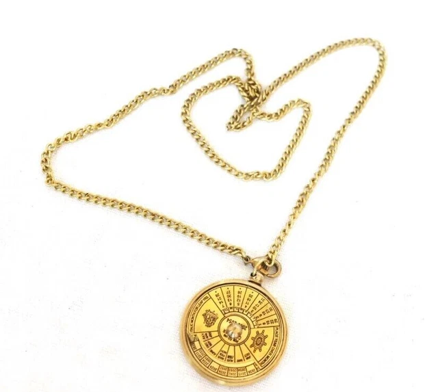 Brass Key chain Calendar Compass Collectible Style Gift Perpetual birthday Gift
