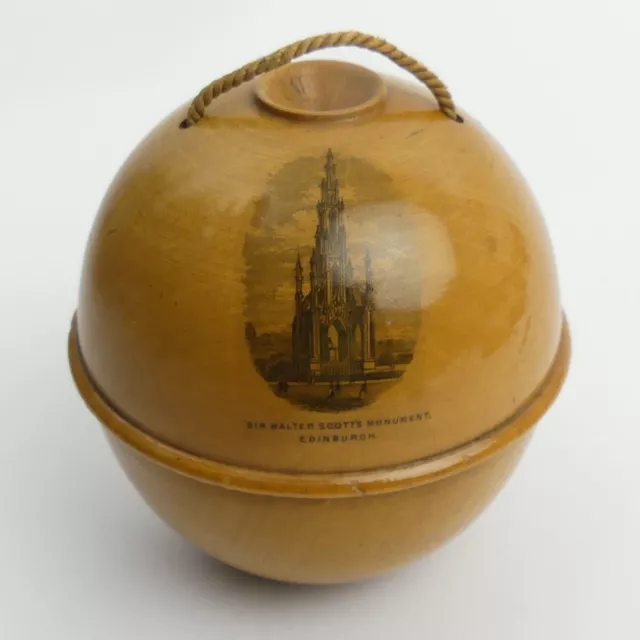 Victorian Mauchline Ware String Holder Sir Walter Scotts Monument Edinburgh