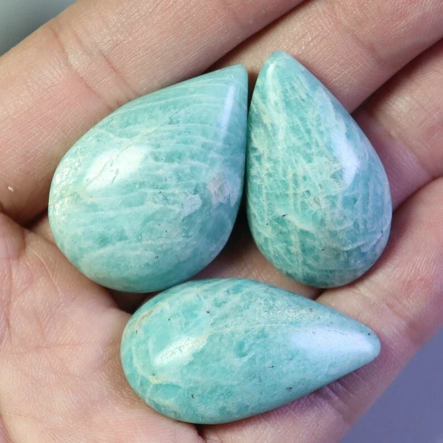 3pcs Natural Polished Amazonite Quartz Crystal Stone Pendant Reiki Madagascar