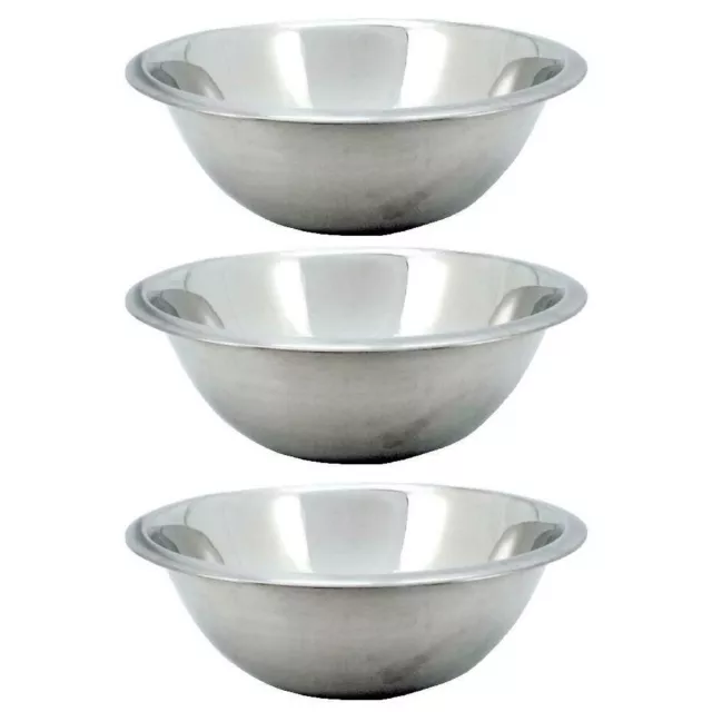 3Pc Bulk Durable Stainless Steel Bowl Polished Round Mixing Bowl 20cm Salad Bowl