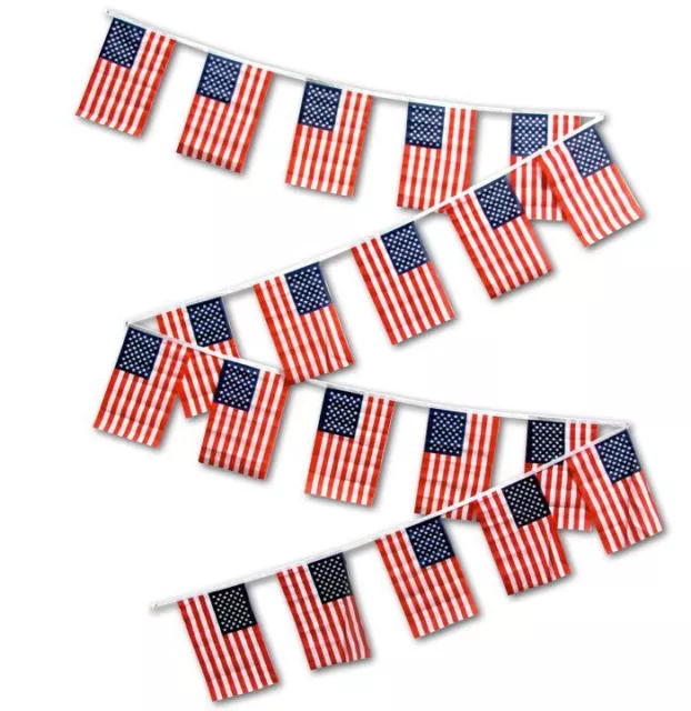 9.1m Eeuu Estados Unidos Cuerda Bandera Conjunto De 20 Banderas 12x18 Banderines