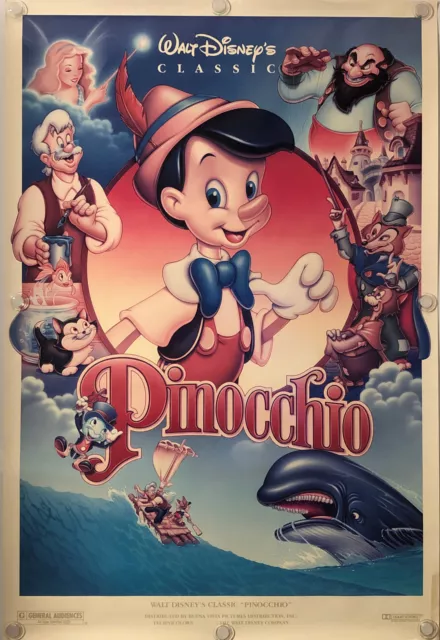 PINOCCHIO Original One Sheet Rolled Movie Poster - R1992 - WALT DISNEY