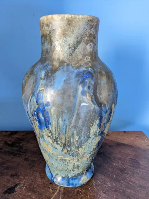 Ancien vase céramique signé grès flammé irisé céramiste d art nouveau poterie