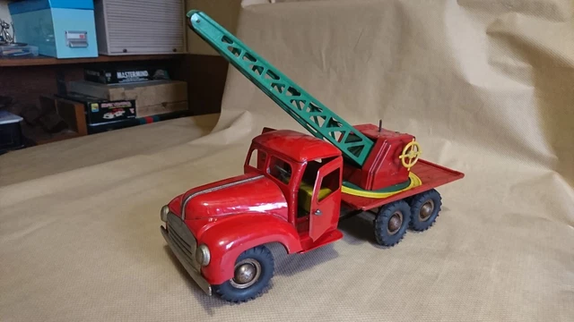 Jouet Ancien Grue Véhicule Joustra - Métal Et Plastique - Années 80 - Occasion