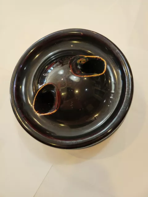 Vintage Unique Brown Large Ceramic Porcelain Glazed Electric Insulator