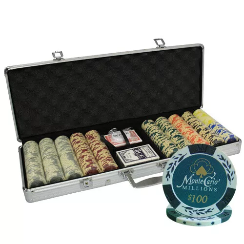500pcs 14G MONTE CARLO MILLIONS CLAY POKER CHIPS SET by MRC POKER