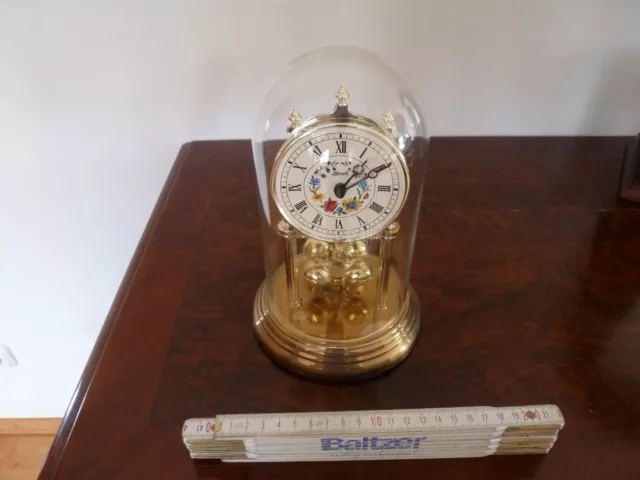 Pendule Drehpendel Uhr Kaminuhr "Hermle", Echtglas-Dom Höhe 23 cm funktionsgepr.